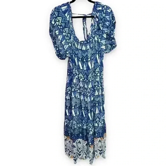 Knox Rose Tropical Vacation Cover Up Resort Midi Drop Waist Muumuu Dress - Picture 2 of 6